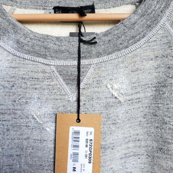 New Womens Dsquared2 Grey Cotton Distressed Crewneck Soft Sweatshirt Size M NWT - Picture 4 of 6